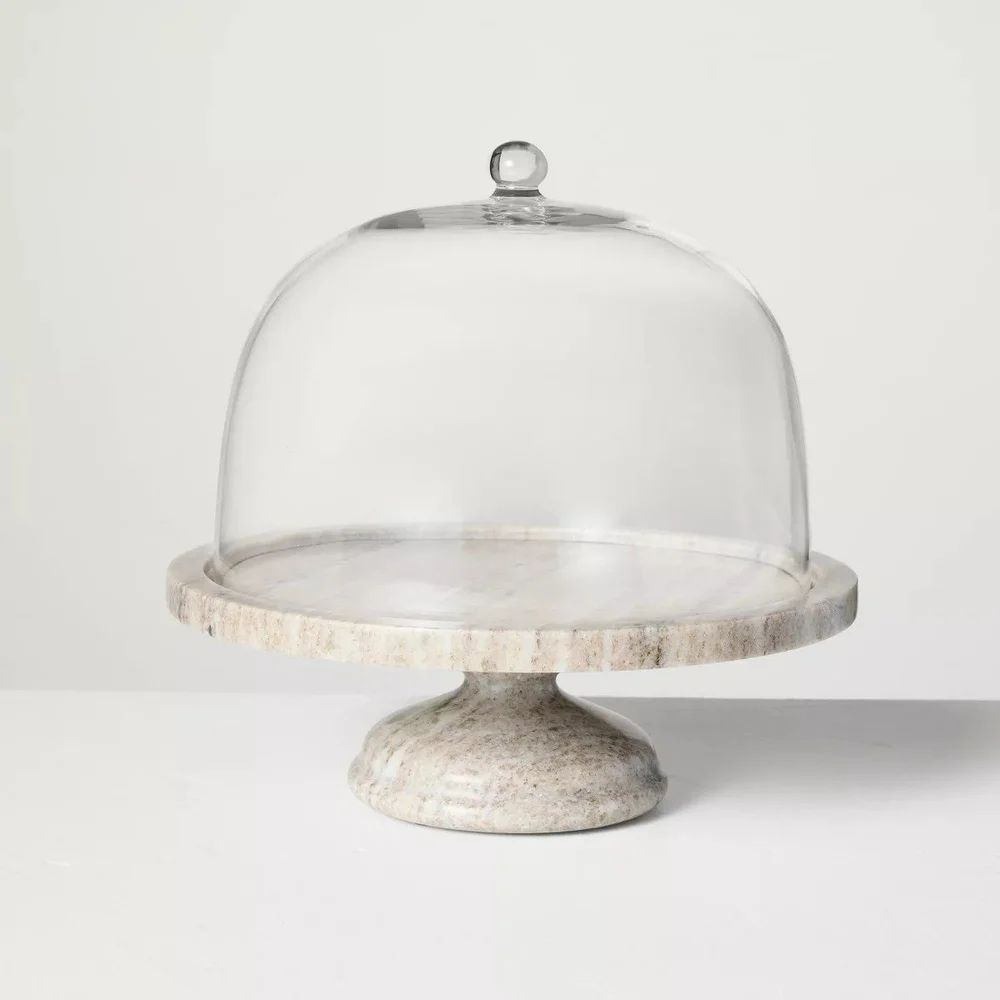 Marble Dessert Pedestal w/ Glass Lid Cloche - Hearth & Hand Magnolia, Target